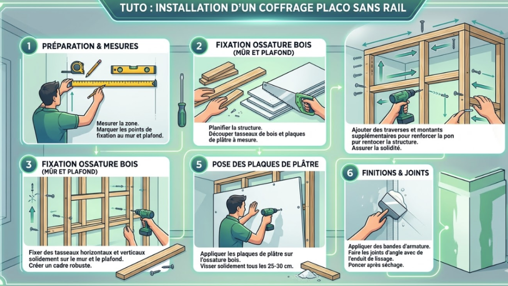 Tuto installation d'un coffrage placo sans rail